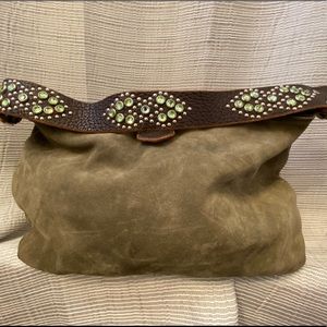 Tylie Malibu Olive Green Suede Tote